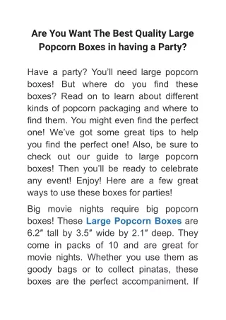 are you want the best quality large popcorn boxes