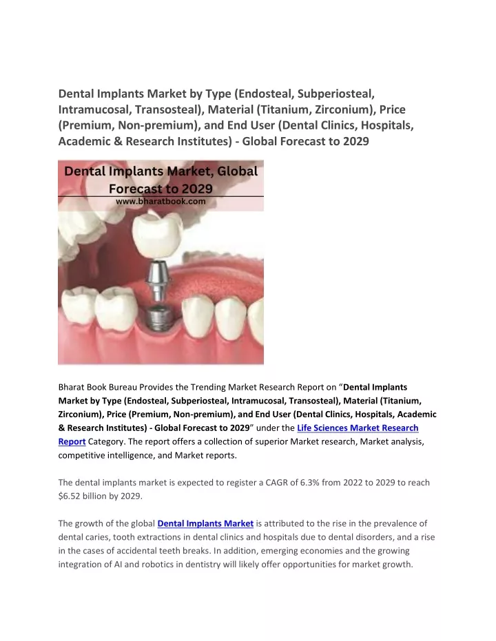 dental implants market by type endosteal