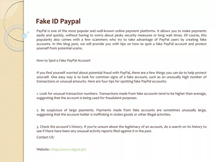 fake id paypal