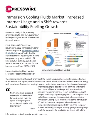Immersion Cooling Fluids Market: Increased Internet Usage and a Shift towards