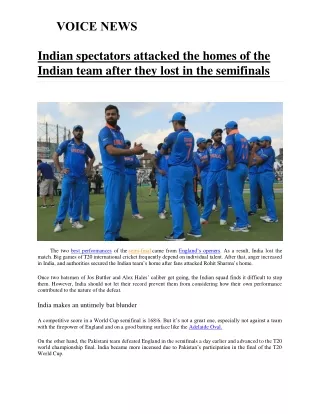 Indian spectators attacked the homes of the Indian team after they lost in the semifinals (1)