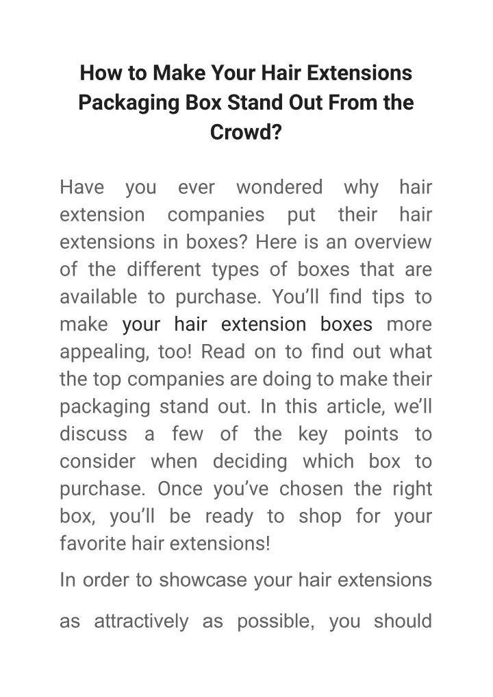 how to make your hair extensions packaging