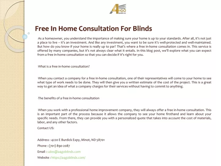 free in home consultation for blinds