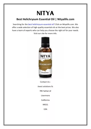 Best Helichrysum Essential Oil | Nityalife.com