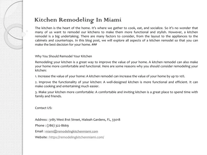 kitchen remodeling in miami
