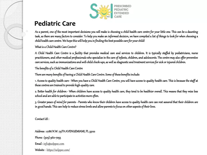 pediatric care