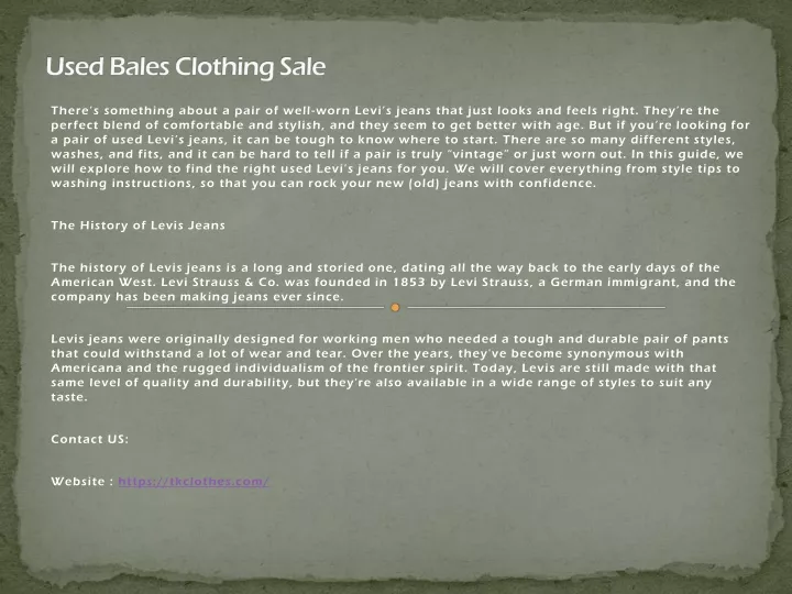 used bales clothing sale