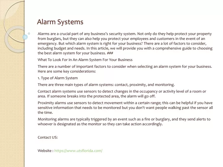 alarm systems