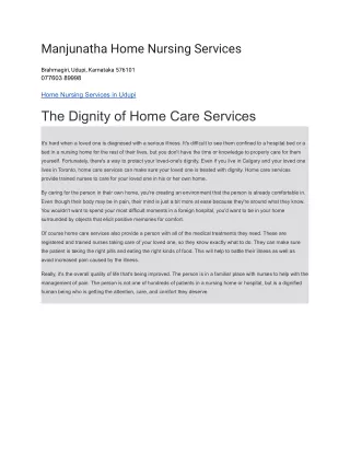 manjunatha home nursing services