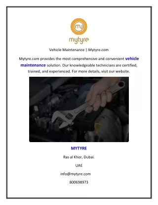 vehicle maintenance mytyre com