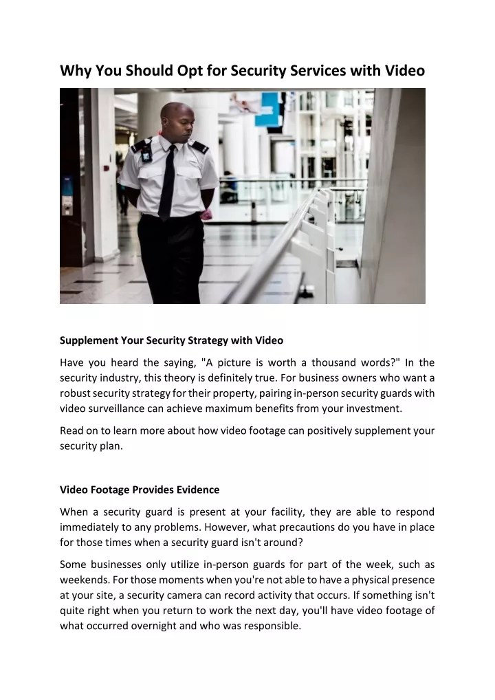 why you should opt for security services with