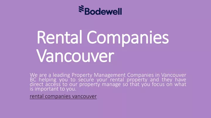 PPT - Rental Companies Vancouver | Bodewell PowerPoint Presentation ...