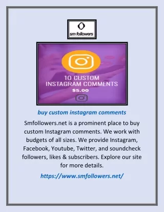 Buy Custom Instagram Comments | Smfollowers.net