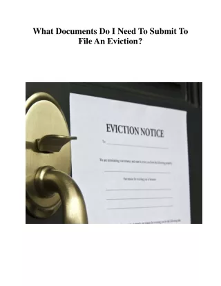 What Documents Do I Need To Submit To File An Eviction