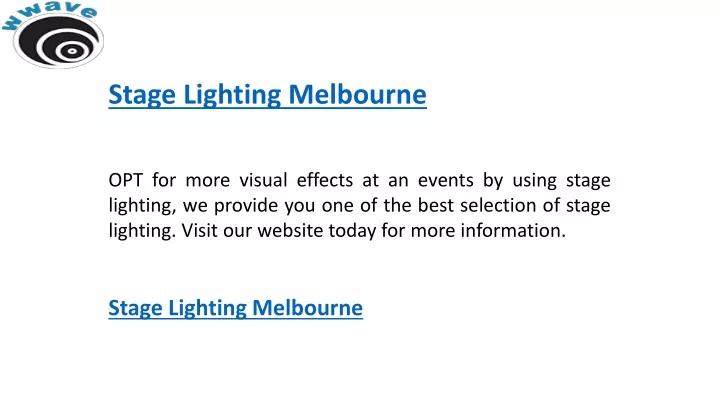 stage lighting melbourne