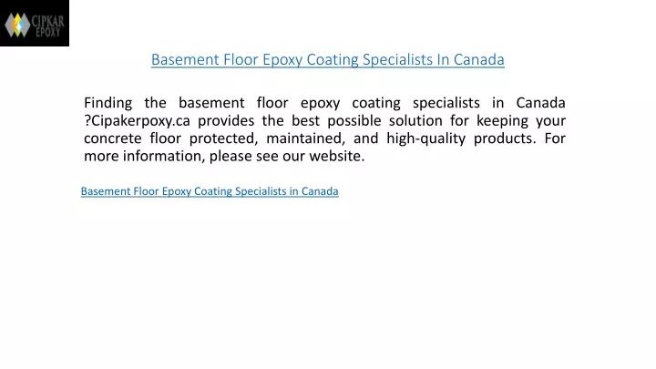 basement floor epoxy coating specialists in canada