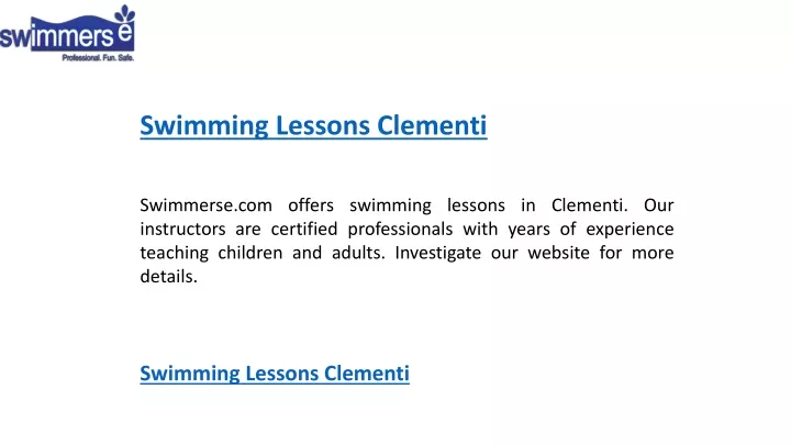 swimming lessons clementi