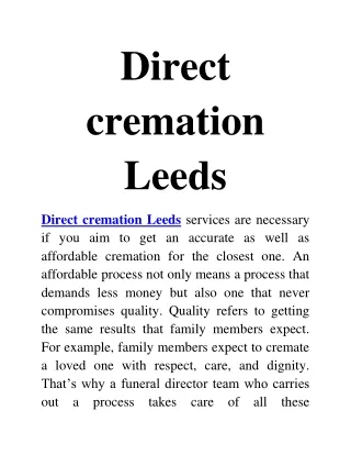 direct cremation Leeds