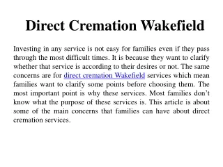 Direct Cremation Wakefield