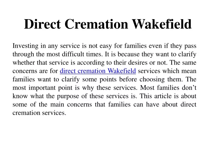 direct cremation wakefield