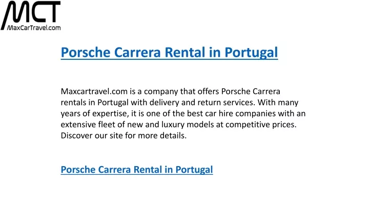 porsche carrera rental in portugal