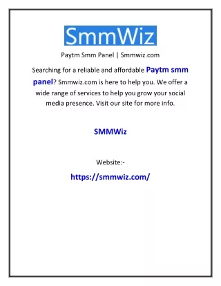 Paytm Smm Panel | Smmwiz.com