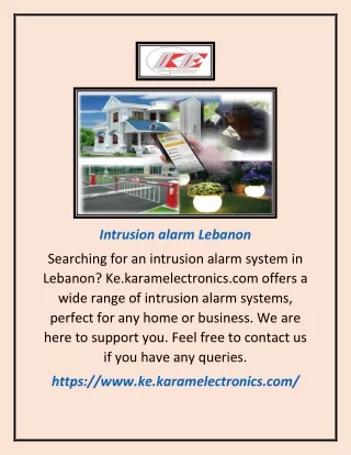 Intrusion Alarm Lebanon | Ke.karamelectronics.com