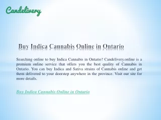 Buy Indica Cannabis Online in Ontario  Candelivery.online