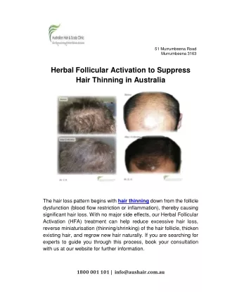 Herbal Follicular Activation to Suppress Hair Thinning in Australia