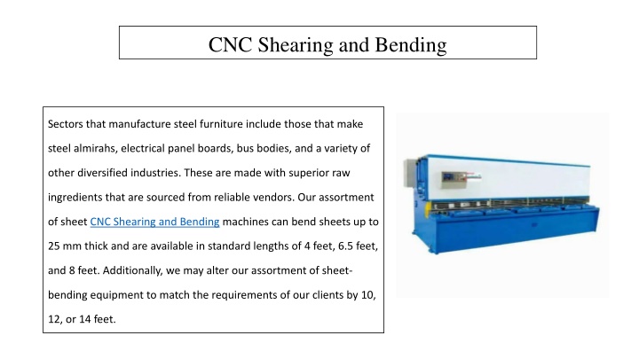 cnc shearing and bending