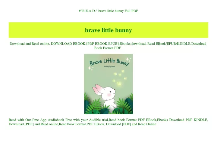 r e a d brave little bunny full pdf