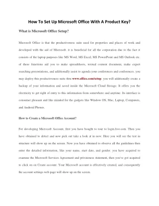 how to set up microsoft office with a product key