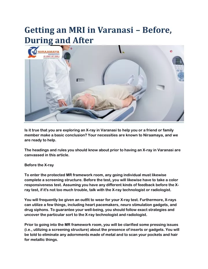 getting an mri in varanasi before during and after