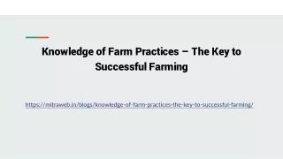 knowledge of farm practices the key to successful farming