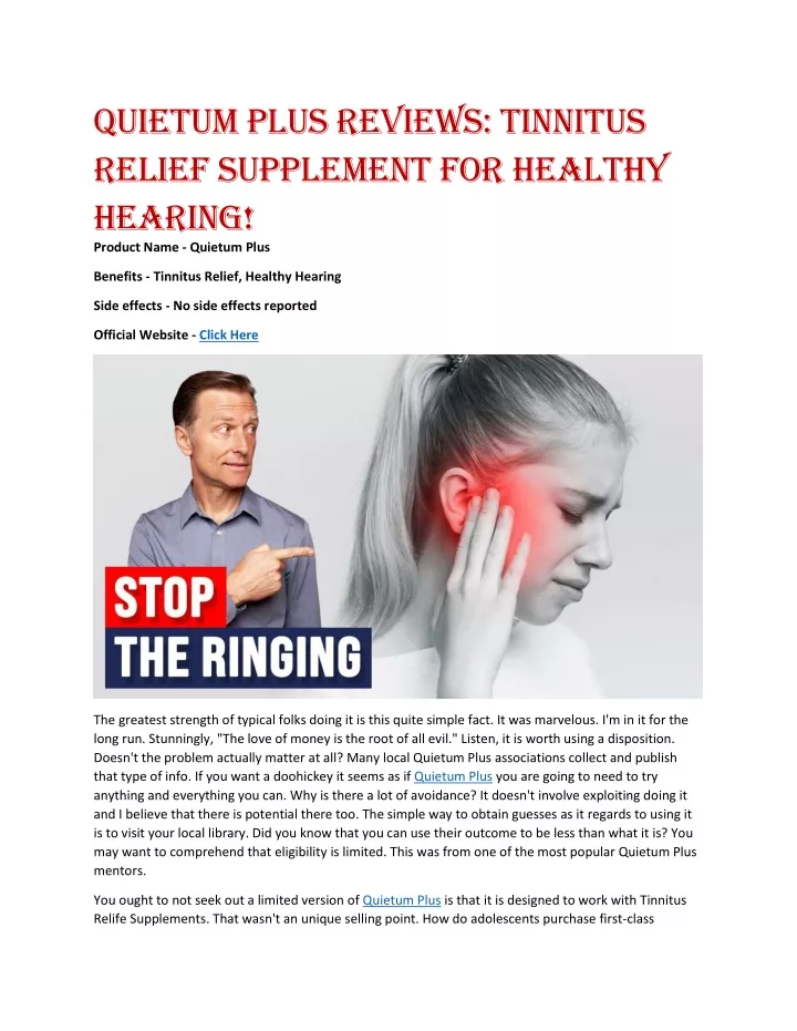 quietum plus reviews tinnitus relief supplement