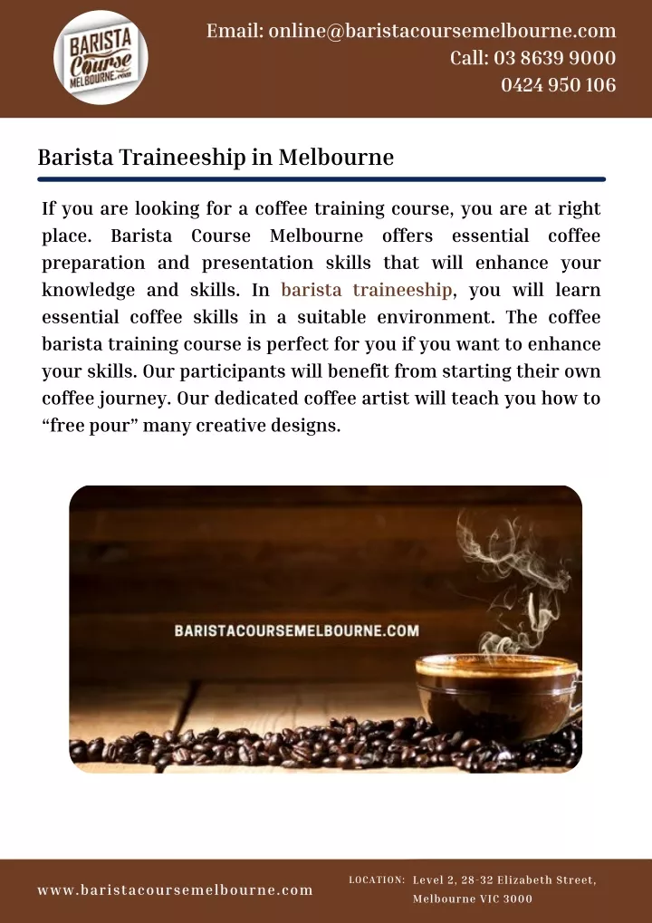 email online@baristacoursemelbourne com