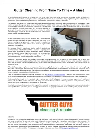 Gutter Cleaning From Time To Time – A Must