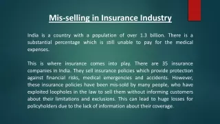 Misselling in Insurance Industry