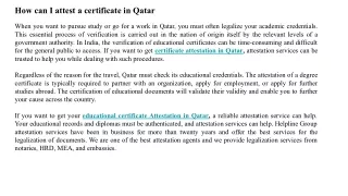 how can i attest a certificate in qatar