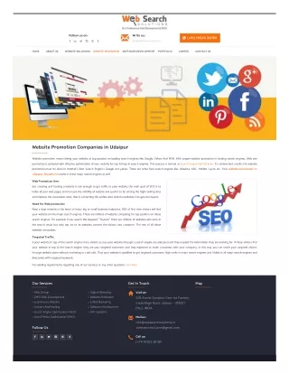 Web Promotion Company in Udaipur, Website Promotion Companies in Udaipur