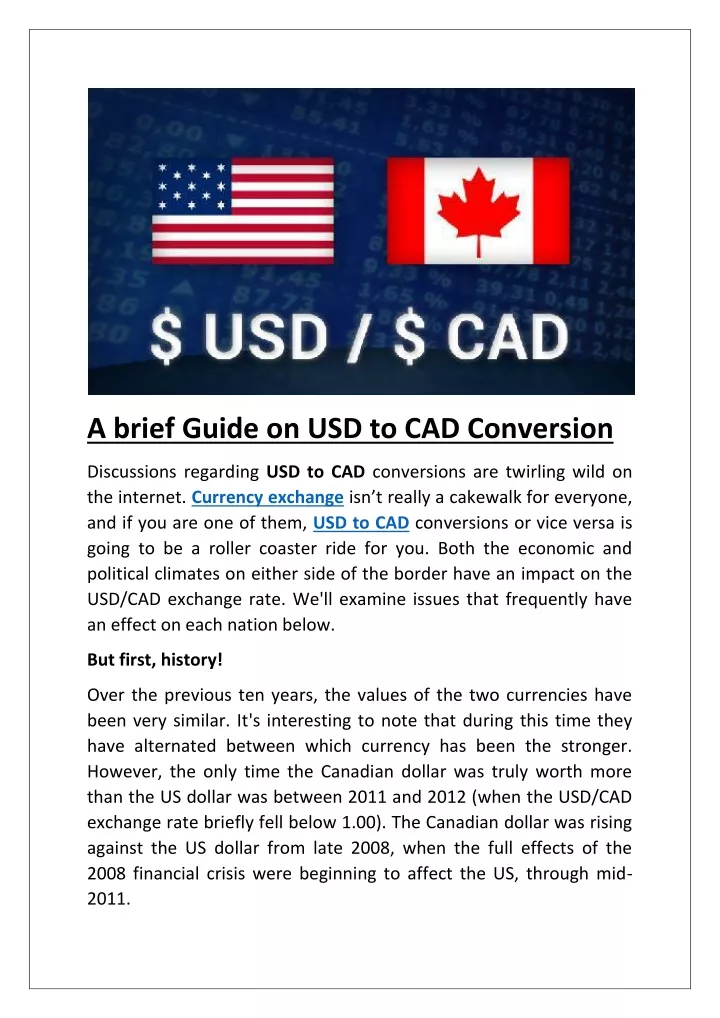 a brief guide on usd to cad conversion