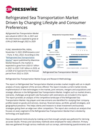 Refrigerated Sea Transportation Market Driven by Changing Lifestyle and Consumer