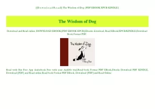 [[D.o.w.n.l.o.a.d R.e.a.d]] The Wisdom of Dog {PDF EBOOK EPUB KINDLE}