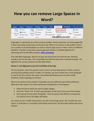 how you can remove large spaces in word