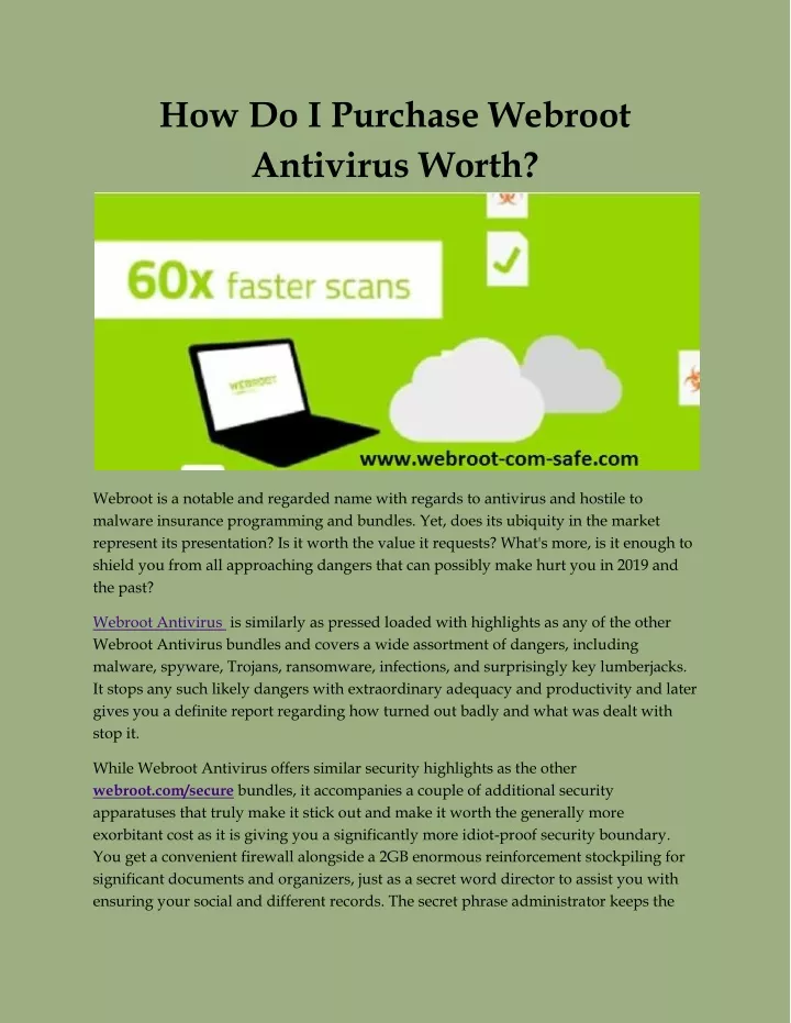 how do i purchase webroot antivirus worth