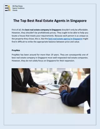 The Top Best Real Estate Agents in Singapore