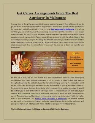 Get Career Arrangements From The Best Astrologer In Melbourne