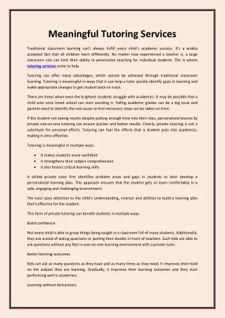 meaningful tutoring services