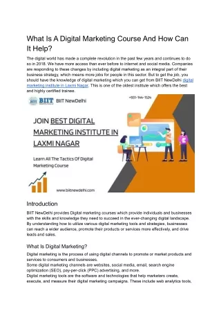 what is a digital marketing course