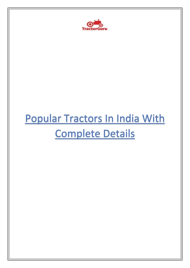 popular tractors in india with complete details